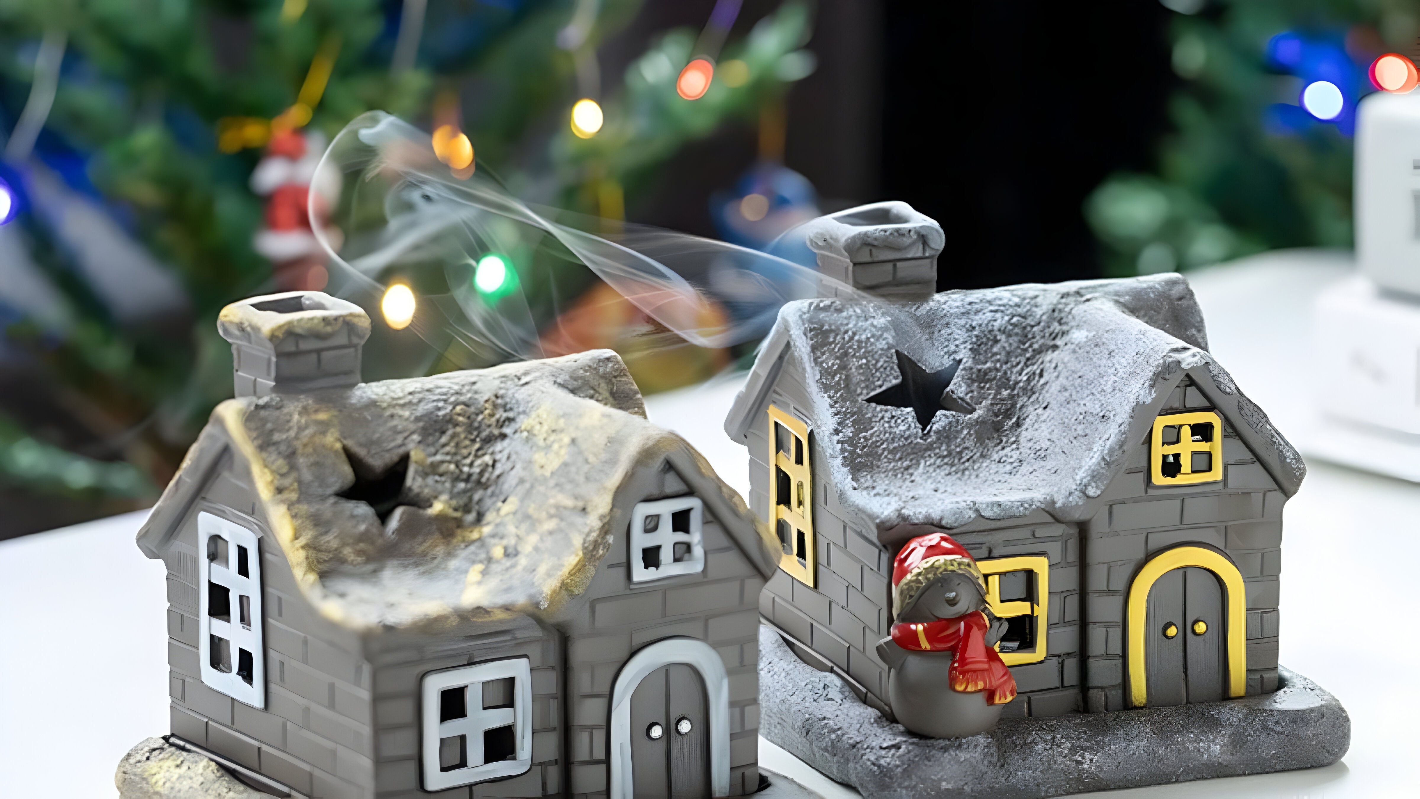 Snowman Cottage Incense Burner
